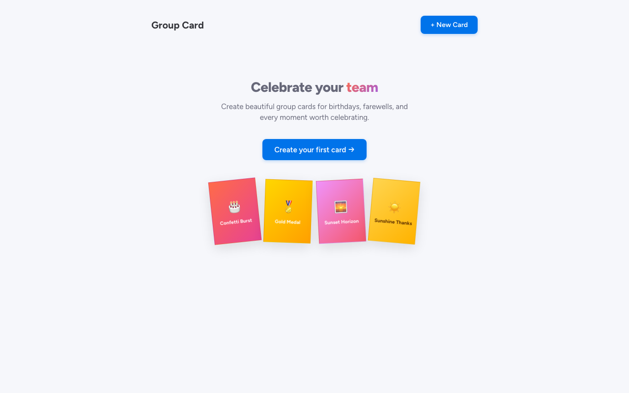 Group Card empty state — Celebrate your team