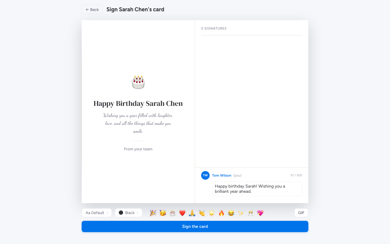 Message composer with text typed in
